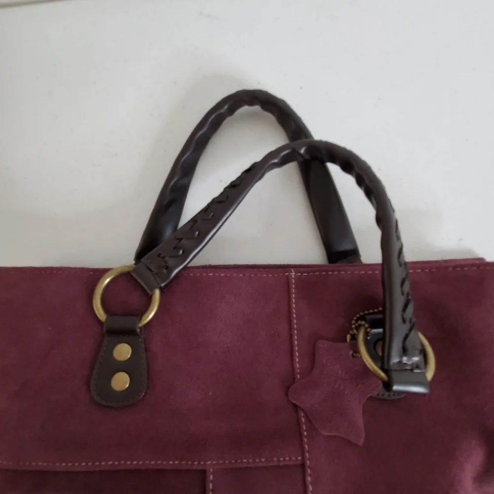 Valerie Stevens Purple Suede‎ Tote Bag Patchwork Double Strap Purse Retro